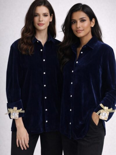 Midnight Blue Velvet Shirt