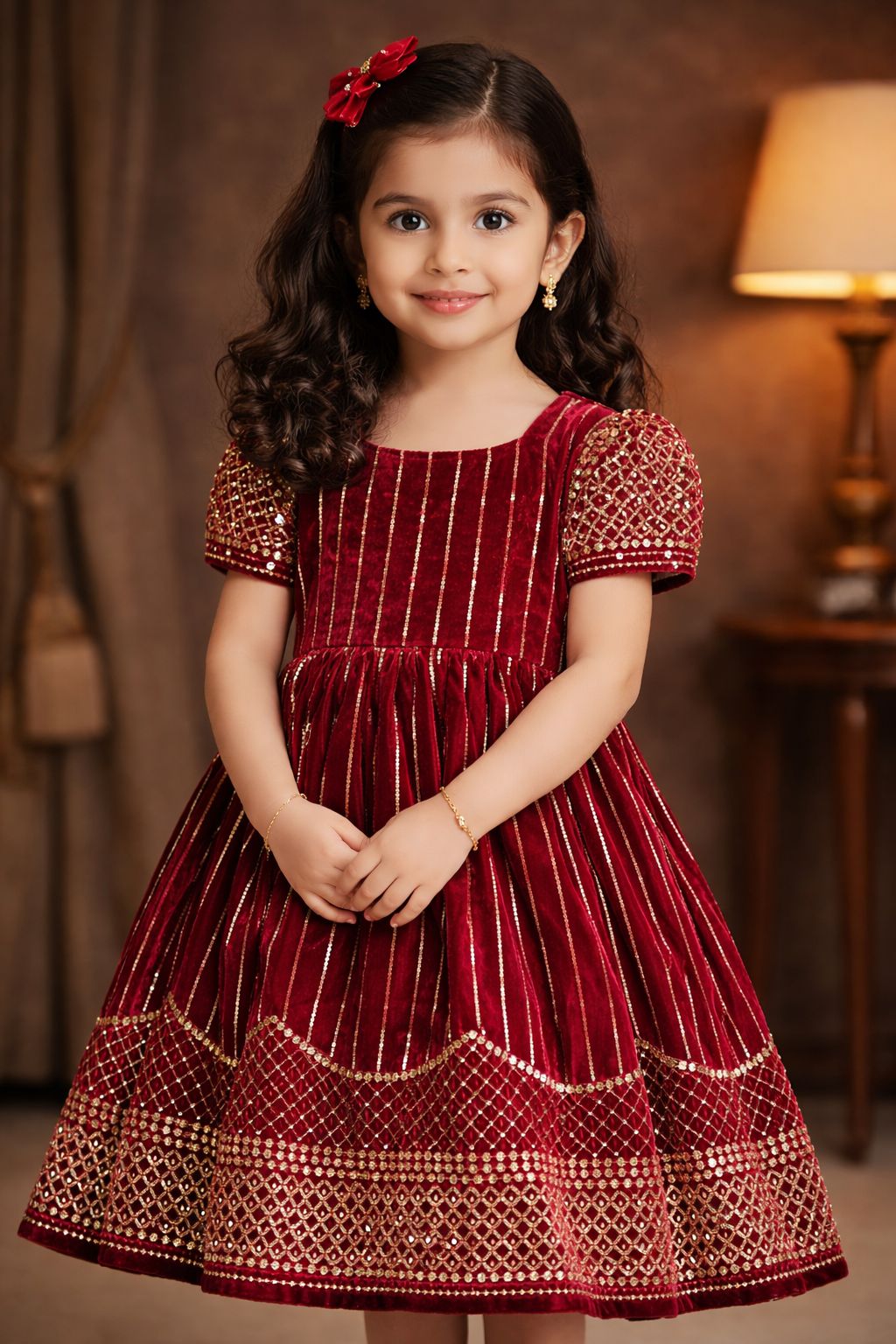 Premium Velvet Embellished Girls Dress