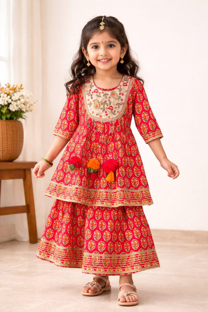 Girls Printed Kurta & Palazzo Set